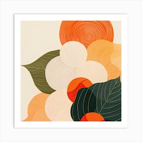 Orange And Green Leaves Art Print