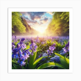 Bluebells In The Forest Art Print