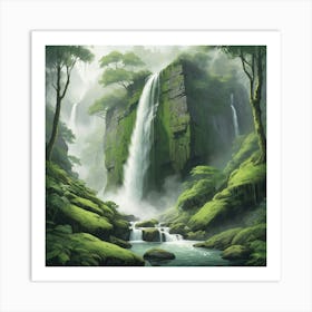 Waterfall In The Forest 3 Art Print