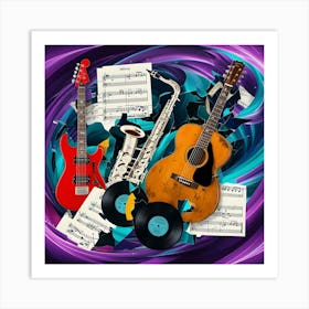 A Visually Striking Abstract Collage Of Different Instruments 3 1 Art Print