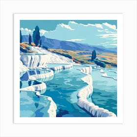 A Pamukkale In Turkey Vector Design Illustration Art Print