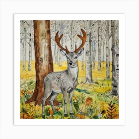 Deer In The Woods 86 Art Print