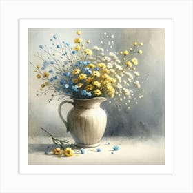 Yellow Flowers In A Vase 7 Art Print