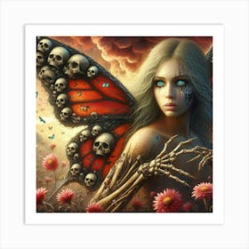 Butterfly With Skulls Art Print