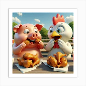 Pig And Chicken Art Print