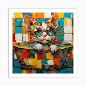 Cat In A Bowl 3 Art Print