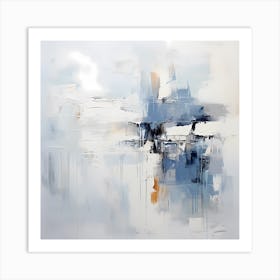 Azure Ambiance: Abstract Brushstrokes in Shades of Blue Art Print