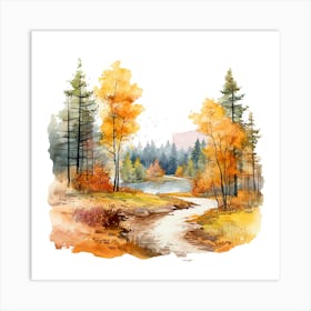 Watercolor Autumn Forest 10 Art Print