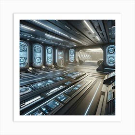 Impressive 3d Digital Art Showcasing Realistic Room Interiors Of Futuristic Spaceships With Photorealistic Textures, Shaders, And Lighting Poised At An Interesting Angle To Highlight Intricate Panels And Displays 1 Art Print