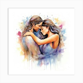 Man And Woman Hugging Art Print