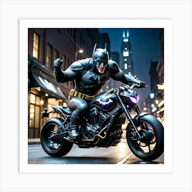 Batman On A Motorcycle fhh Art Print