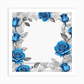 Blue Roses Frame 2 Art Print