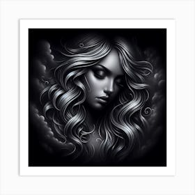 Beautiful Girl In The Clouds Art Print