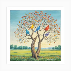 Five Birds By Peter Ghetu 2024 Art Print