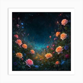 Roses In The Night 1 Art Print