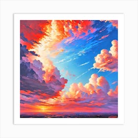 Sunset With Clouds 1 Art Print