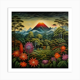 Sunset In The Jungle Art Print