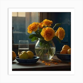 Oranges In A Vase Art Print