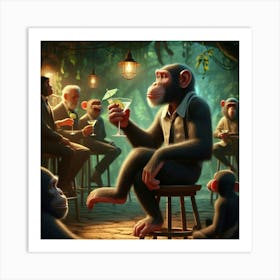 Chimpanzee in the Bar Art Print