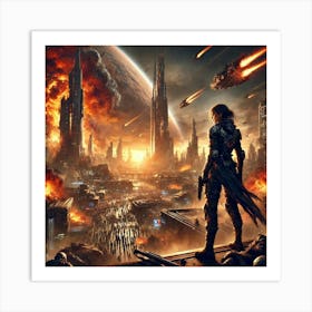 A Catastrophic And Emotionally Charged Sci Fi Scen Art Print