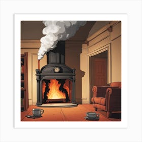 Fireplace In The Living Room Art Print