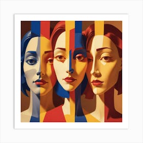 Three Women'S Faces 3 Art Print