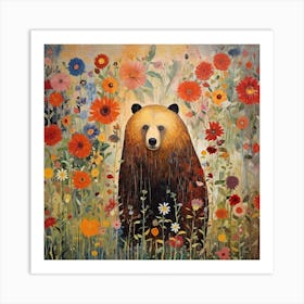 Bear and flowers 1 Art Print