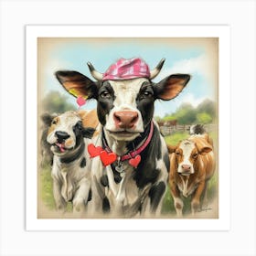 Valentine Cows Art Print