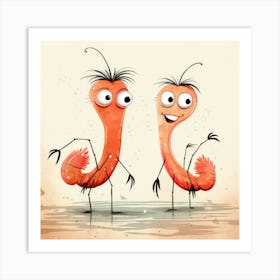 Shrimps Cartoon 2 Art Print