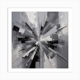 Abstract Artwork In Monochromatic Shades Of Gray With Bold Dynamic Shapes And Textures That Evoke A Sense Of Mystery And Depth Art Print