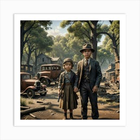 Bonnie and Clyde as children Art Print