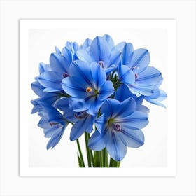 A Bouquet Of Striking Blue Delphiniums With Delicate Petals Art Print