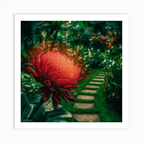 Into The Garden Red 4 Art Print