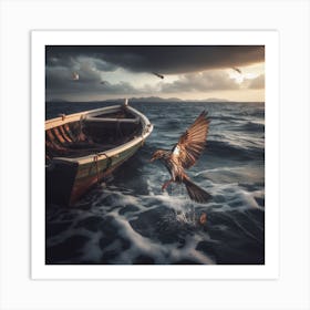 Bird In The Water Art Print