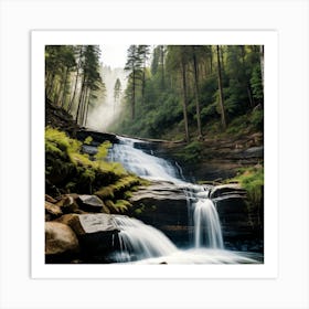 Waterfall In The Forest 13 Art Print