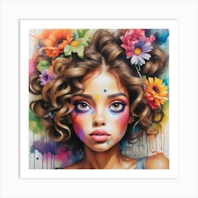 Girl With Flowers 6 Art Print