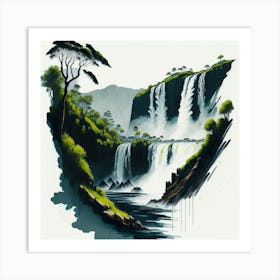 Colored Falls Ink Painting (135) Art Print