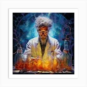 Watercolor Mad Scientist Art Print