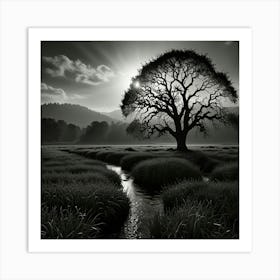 Tree In A Field Art Print