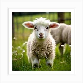 Young Cute Grass Farming Animal Farm Field Fur Wool Farm Animal Baby Countryside Little (3) Art Print