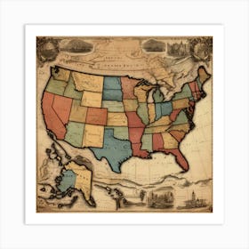 Default Vintage Map Usa Aesthetic 1 (1) Art Print