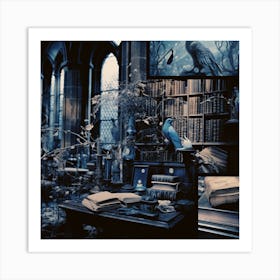 Blue Library Art Print