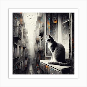 Cat In The City 3 Art Print