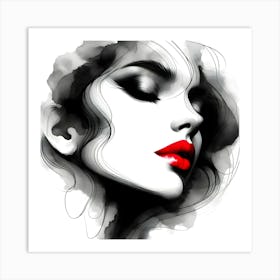 Watercolor Portrait Of A Woman Art Print