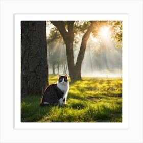 Cat Sitting In The Sun Art Print