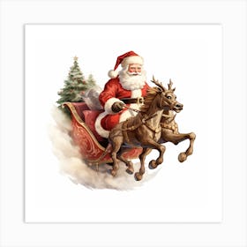 Santa Claus In Sleigh 1 Art Print