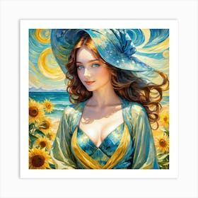 Sunflower Girlyhhg Art Print