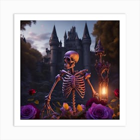 Skeleton With Roses 1 Art Print