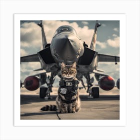 Cat fighter pilot Art Print