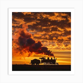 Stockcake Sunset Steam Train 1719801167 Art Print